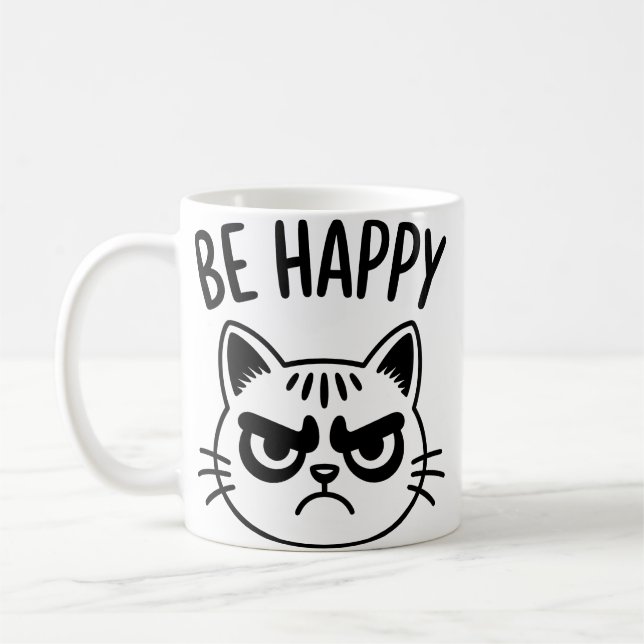 Caneca De Café Gato Bravo – Arte de Contraste Feliz (Esquerda)