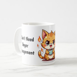 Caneca De Café Gato Bravo Engraçado 