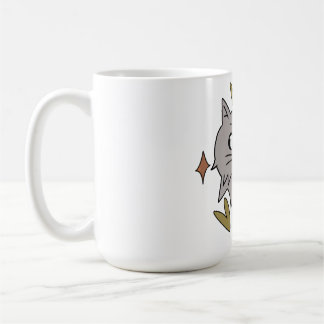 Caneca De Café Gato brilhante cinza