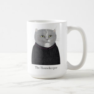 Caneca De Café GATO-CABEÇALHEIRO Tall White Mug + Texto