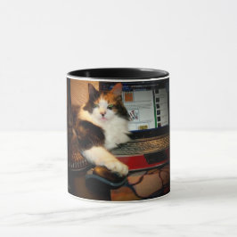 Caneca de Café Gato Calico Pegou Seu Mouse