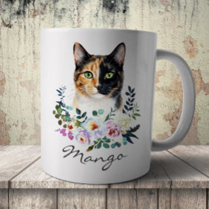Caneca De Café Gato Calico Tricolor Aquarela