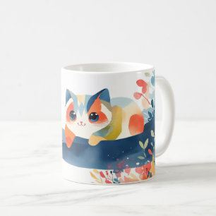 Caneca De Café Gato Caprichoso no Jardim de Flores em Flor