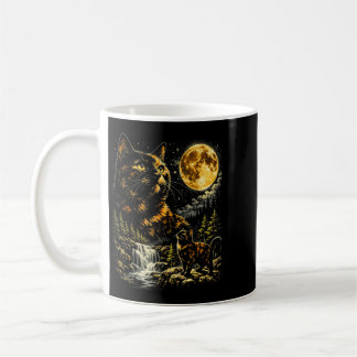 Caneca De Café Gato Casaco de Tartaruga Uivando Para Lua Celestia