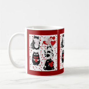 Caneca De Café Gato casaco preto e branco do Dia dos Namorados