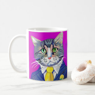 Caneca De Café Gato cavalheiro em um terno e gravata
