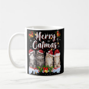 Caneca De Café Gato Chapéu de Natal Santa Engraçado Feliz Catmas