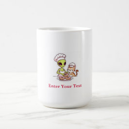 Caneca De Café Gato Chef Alien Donut Design Kawaii