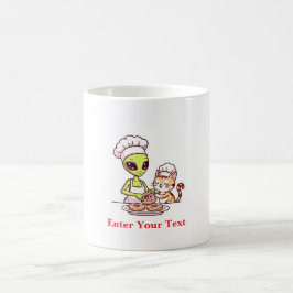 Caneca De Café Gato Chef Alien Donut Design Kawaii