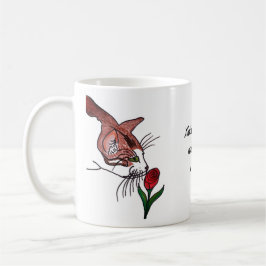 Caneca De Café Gato Cheirando uma Rosa