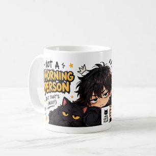 Caneca De Café Gato Chibi Engraçado Não é uma Pessoa Matutina Caf