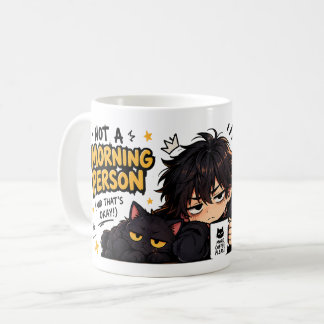Caneca De Café Gato Chibi Engraçado Não é uma Pessoa Matutina Caf