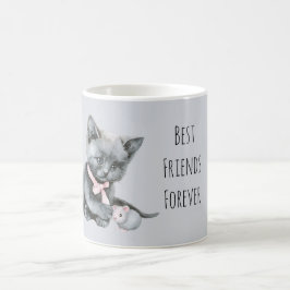 Caneca De Café Gato Cinza e Rato Melhores Amigos Para Sempre
