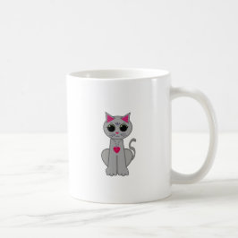 Caneca De Café Gato Cinza Feliz Divertido Fofo