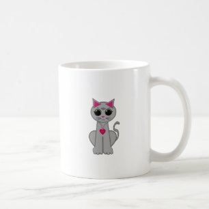 Caneca De Café Gato Cinza Feliz Divertido Fofo