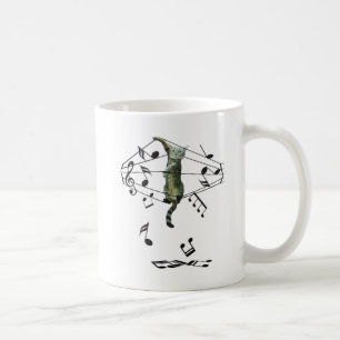 Caneca De Café Gato-cinza pego em sarilhos notas de música