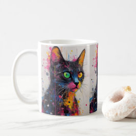Caneca de Café Gato Color Splash – Presente Vibran