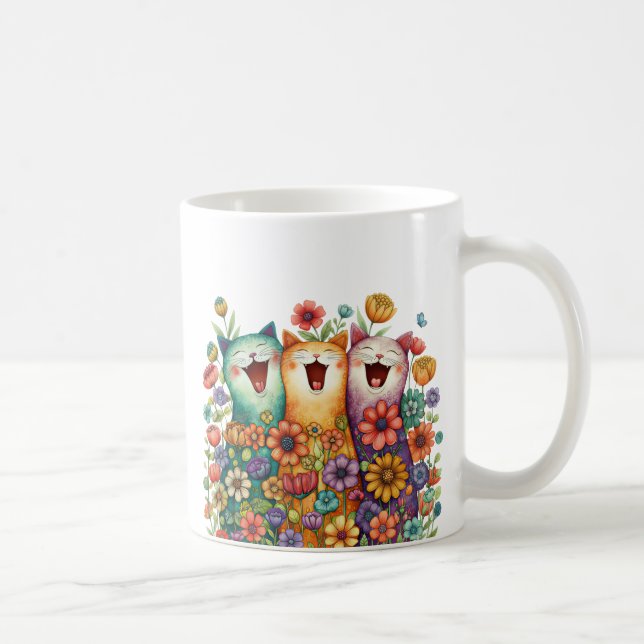 Caneca De Café Gato Colorido Divertido (Direita)