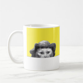 Caneca De Café Gato com chapéu (Amarelo retroativo)