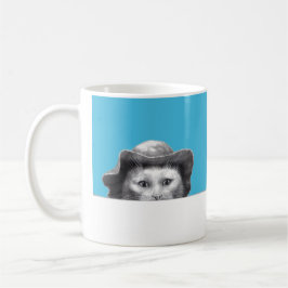 Caneca De Café Gato com Chapéu (Azul da Velha Escola)