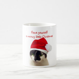 Caneca De Café Gato com chapéu do papai noel