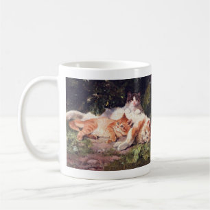 Caneca De Café Gato com Gatinhos de Arte Bela
