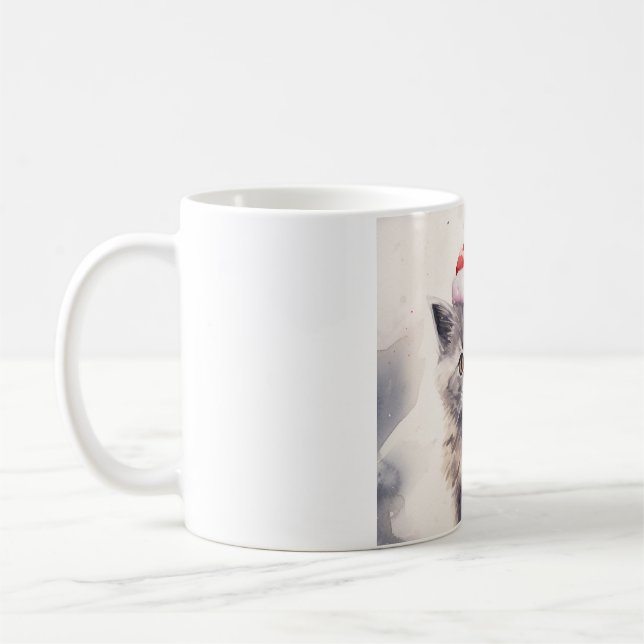 Caneca De Café Gato com Santa Hat Mug (Esquerda)