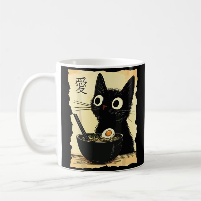 Caneca De Café Gato comendo ramen  (Esquerda)