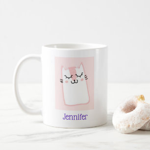 Caneca De Café Gato cor-de-rosa do gatinho do sono