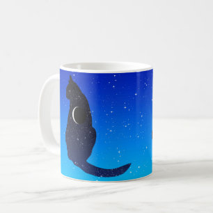 Caneca De Café Gato Cósmico num Fundo do Starry Sky