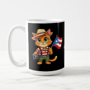 Caneca De Café Gato Cute Porto Rico Bandeira Boricua Hispânico