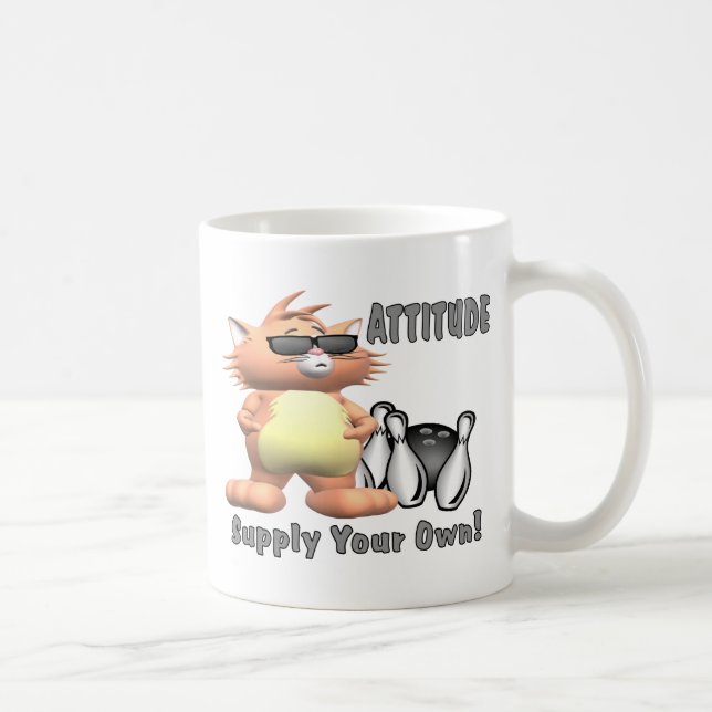 Caneca De Café Gato da boliche: Atitude (Direita)