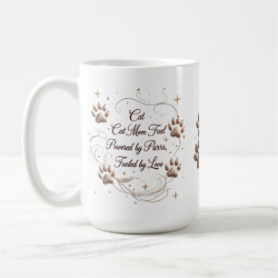Caneca De Café Gato de 15 oz Mug Mãe - Alimentado por Purrs, Alim
