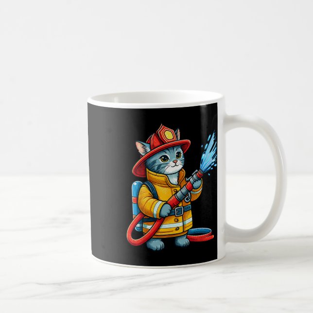 Caneca De Café Gato de Amante de os animais de Bombeiro Gato (Direita)