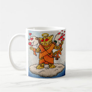 Caneca De Café Gato de Amor do Cupido dia de os namorados