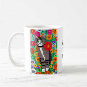 Caneca De Café Gato de Arte Foliar Apenas uma garota que ama ga