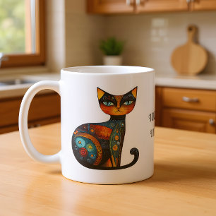Caneca De Café Gato de Arte Popular Caprichoso: Não Solto Pelos. 