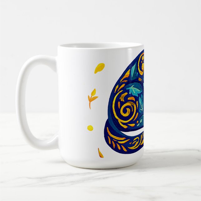 Caneca De Café Gato de Arte Popular em Azul (Esquerda)