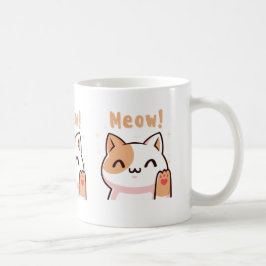 Caneca De Café Gato de bege-branco com molhos de ilustração de te