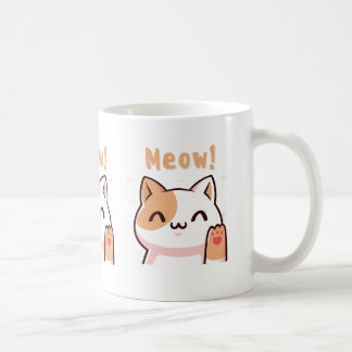 Caneca De Café Gato de bege-branco com molhos de ilustração de te