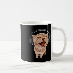 Caneca De Café Gato de bobo com Fones de ouvido
