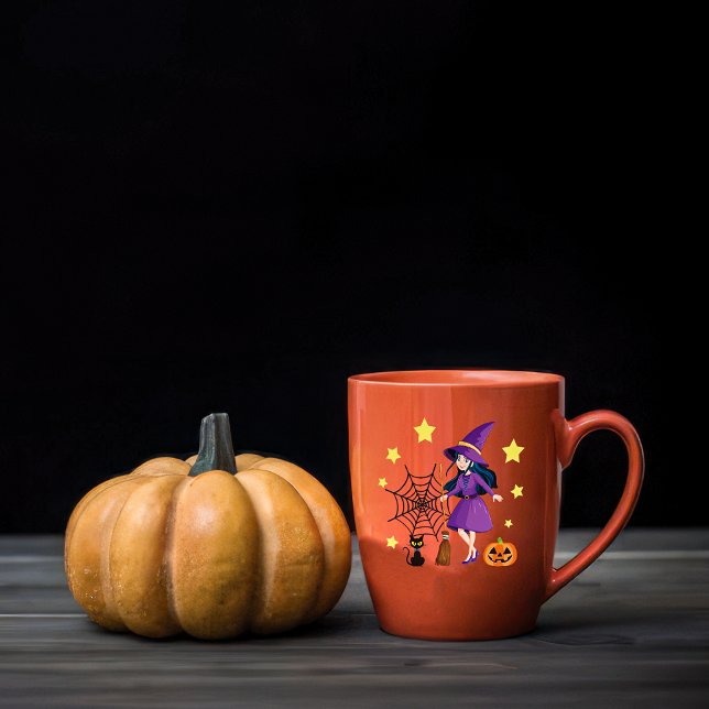 Caneca De Café gato-de-bruxa-bruxa-do-Halloween (Criador carregado)