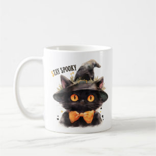 Caneca De Café Gato de Bruxas Escuras com Arco Tie Halloween