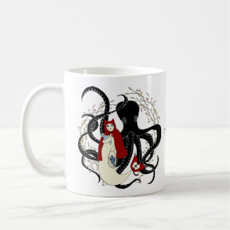 Caneca De Café Gato De Cabelo Vermelho Pequeno E Sereia