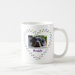 Caneca De Café Gato De Cão Pet Lover Paw Imprime Foto Coração