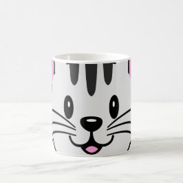 Caneca De Café Gato de Cartoon Bonito com Flor na Cabeça