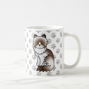 Caneca De Café Gato de Cartoon Persa de Cor Bi Chocolate