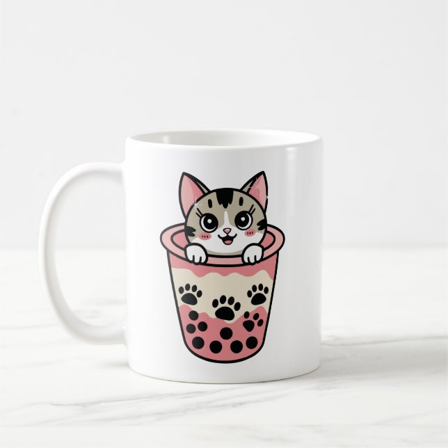 Caneca De Café gato de chá com bolhas (Esquerda)