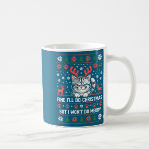 Caneca De Café Gato de Chifre Bravo Camiseta Feia de Natal Divert