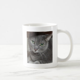 Caneca De Café Gato de Cinza Azul Russo